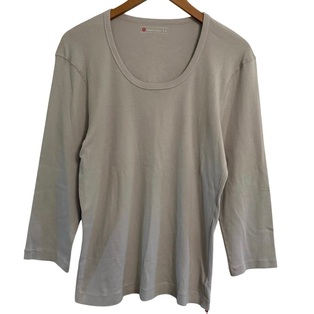 XCVI Wearables Women's Gray 3/4 Sleeve Top Size Large Casual Organic Basic